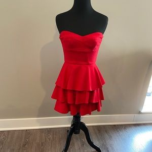 Classic red strapless dress